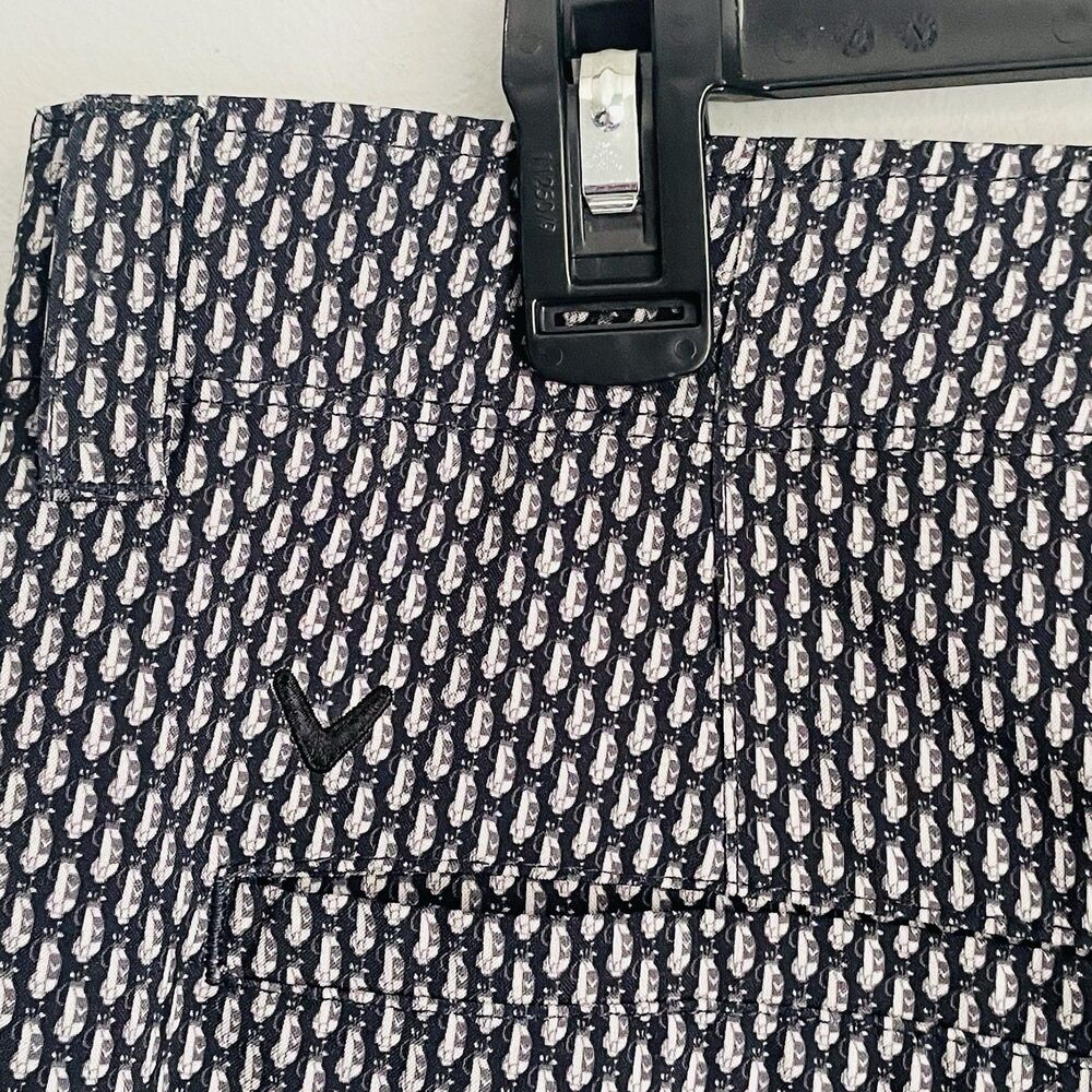 Callaway Golf Shorts Men's Size 32 All Over Print Black Gray Performance Stretch